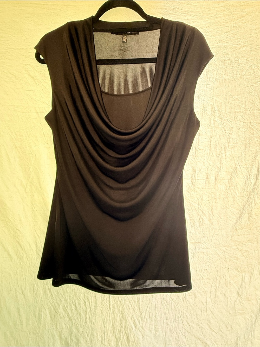 WHBM Women's Draped Cowl Neck Top - Black size M